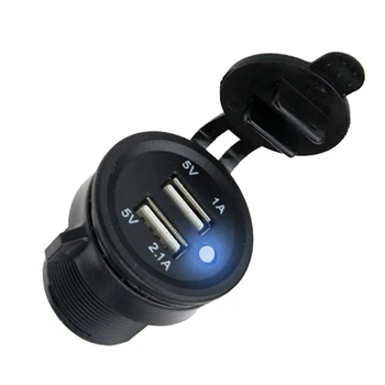 

12V-24V Dual USB Ports Charger Car Cigarette Lighter Socket Splitter built in smart IC With Blue led indicator light