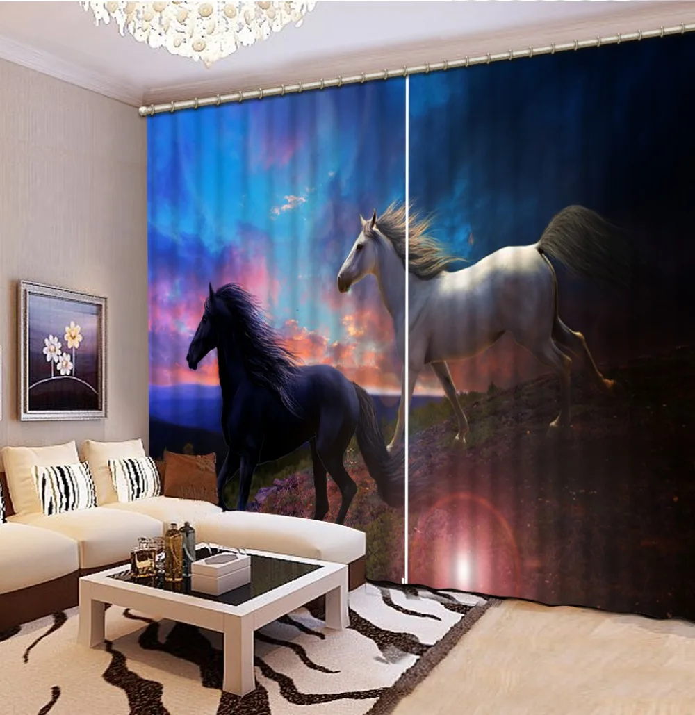 

customize HD 3d curtains horse curtains for bedroom living room study Children's room Window decoration