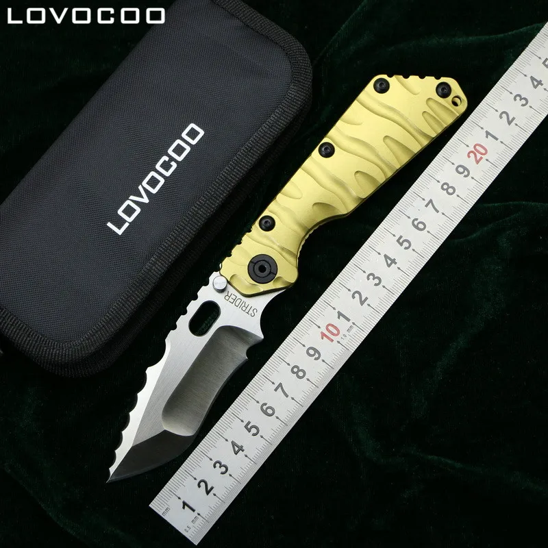 Цена LOVOCOO SMF шарикоподшипник складной нож D2 стальное лезвие TC4 Титан Тактический Охота в походе выживания Открытый Карманные Ножи EDC инструмент