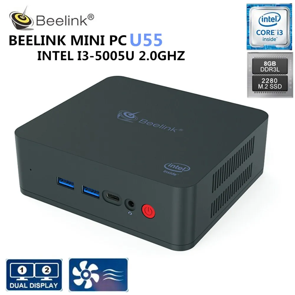 

Beelink U55 Mini PC In Core I3 - 5005U In HD Graphics 5500 2.4G + 5.8G WiFi 1000Mbps 2 x USB3.0 BT4.0 Support Win Home 64 Bit