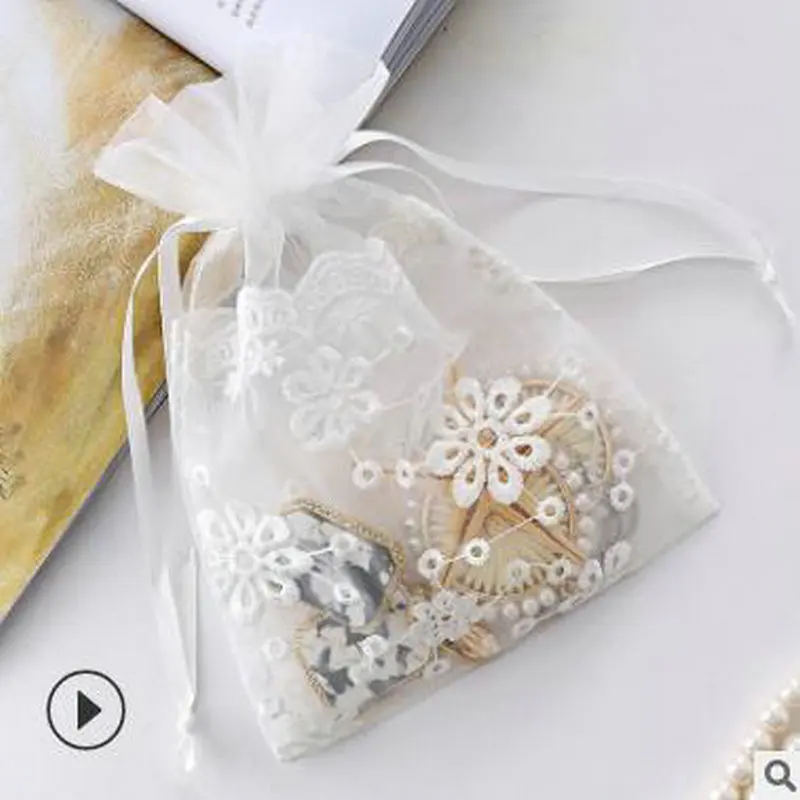 

Sunflower organza Jewelry Bundle Pocket Spot bags Creative Drawstring pocket storage bags wedding party lace gift favor bag
