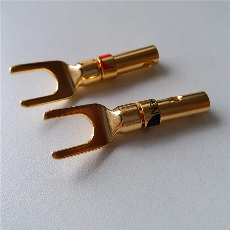 6pcs Audio terminal clamps Y shaped gold plated binding clamps Y plug