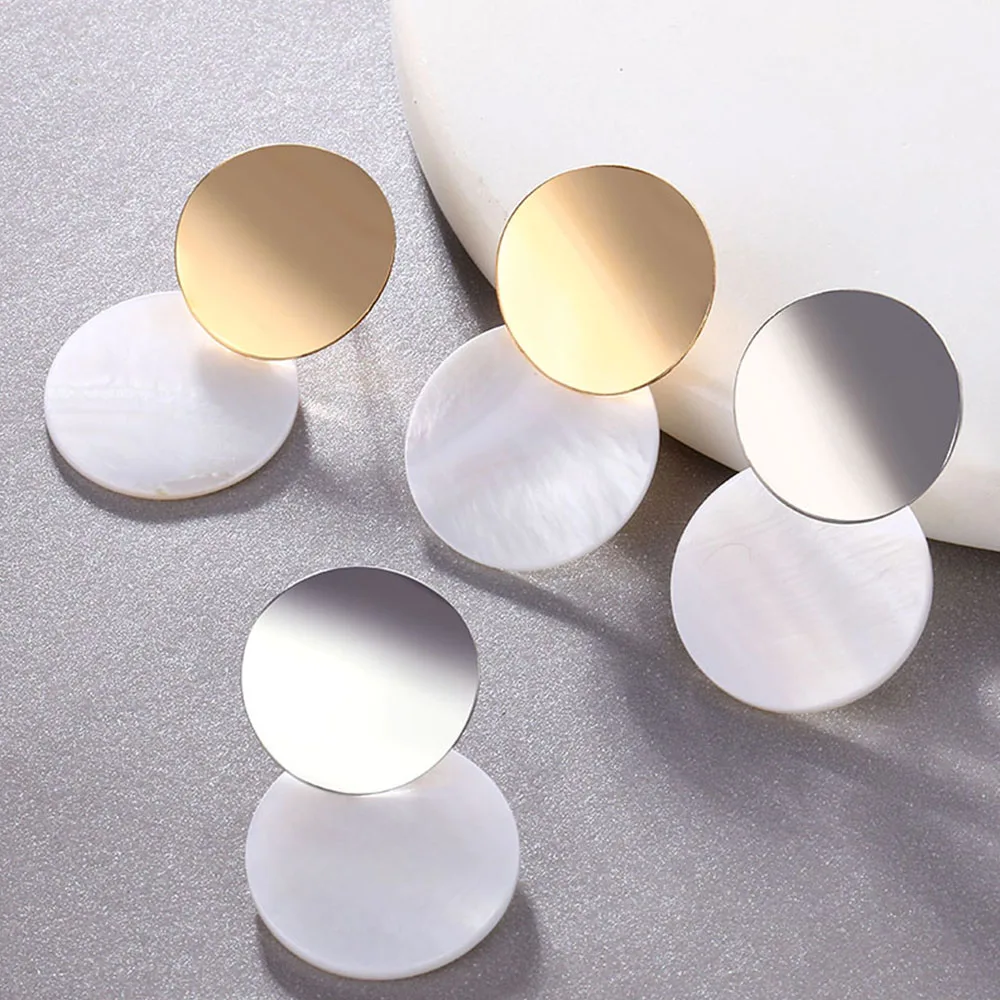 

IPARAM Vintage Round Alloy Shell Drop Earrings for Women Bohemian Gold Silver Geometric Earrings boucle d'oreille femme 2019