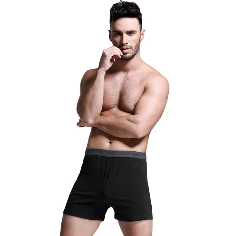 Модные мужские трусы-боксеры Cueca Masculina, однотонное нижнее белье на пуговицах, мужское нижнее белье, большие размеры, черные, синие, белые, серые боксеры