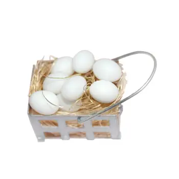 

1:6 1:12 Dollhouse Egg Basket Dolls House Kitchen Food Miniature White Eggs Furniture Decor DIY