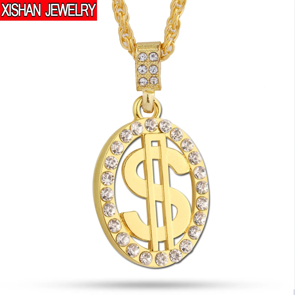 

New 2016 Men Hip Hop Gothic18K Gold Long US Dollar Pendant Necklace Chain Accessories $ Necklaces Pendants for Women Men Jewelry