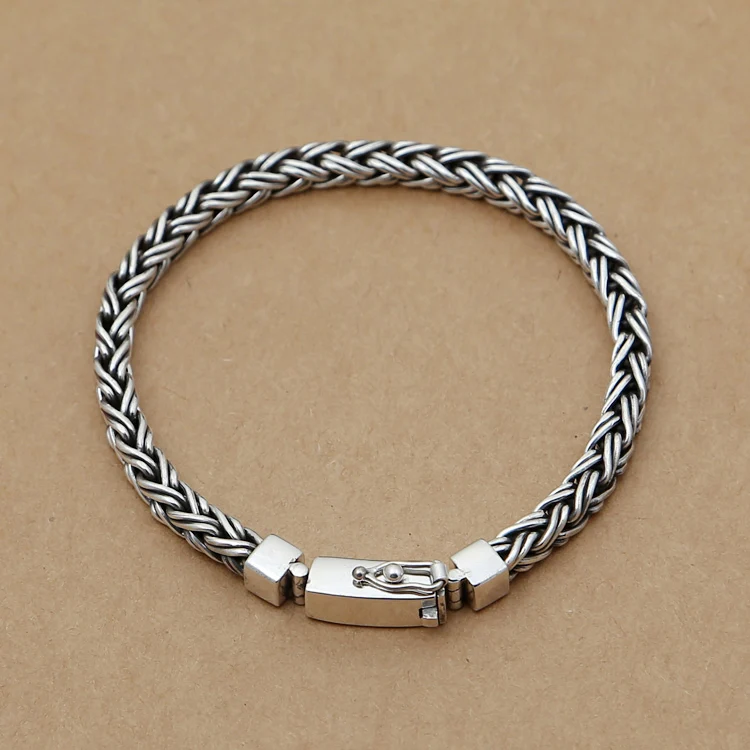 Handcrafted 925 Siilver Chain Bracelet Vintage Sterling Silver Bracelet