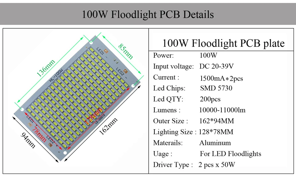 2шт светодиодный pcb прожектор pcb алюминиевая лампа пластина 10 Вт 20 Вт 30 Вт 50 Вт SMD5730 светодиодный панель источника освещения для наружной лампы