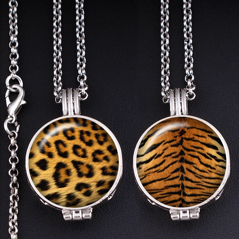 

leopard tiger zebra snake animal pattern Perfume Aroma Locket glass Incense necklace Aromatherapy Diffuser XS642