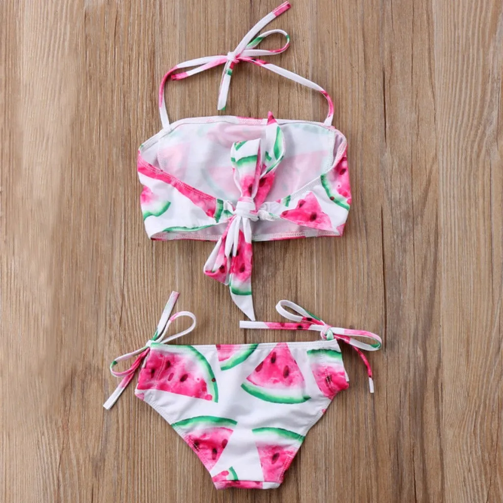 Baby Swimsuit Children Girl Bikini Beach Watermelon Straps Swimsuit+Shorts Swimwear Set Girls Swimwear Fashion New