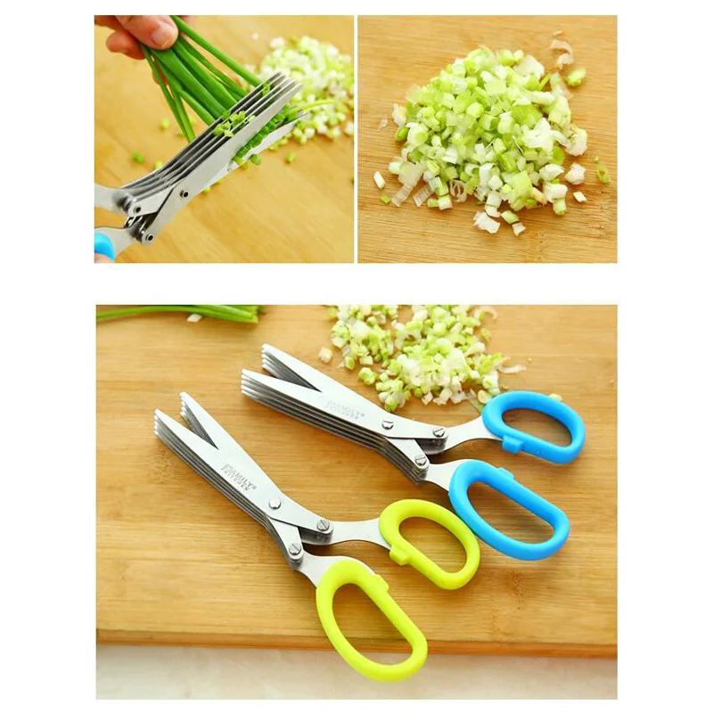 7.5inch 190MM Multi Functional Stainless Steel 5-Layer Kitchen Scissors Slice Green Onions Paper Knives | Инструменты