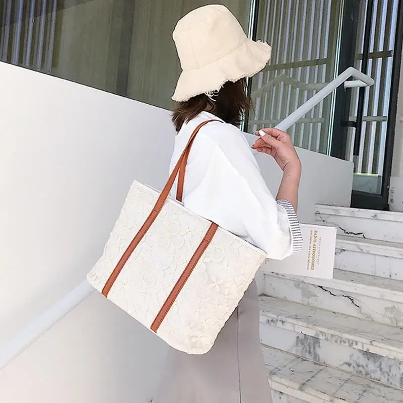 

FGGS-Women Bag Fashion Lace Shoulder Bags Shopping Handbag Ladies Large Tote Bags Summer Beach Bag