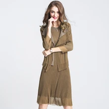 Miyake/зимнее пальто в европейском стиле с отворотами; тонкая газовая куртка-кардиган с длинными рукавами; гофрированное пальто;