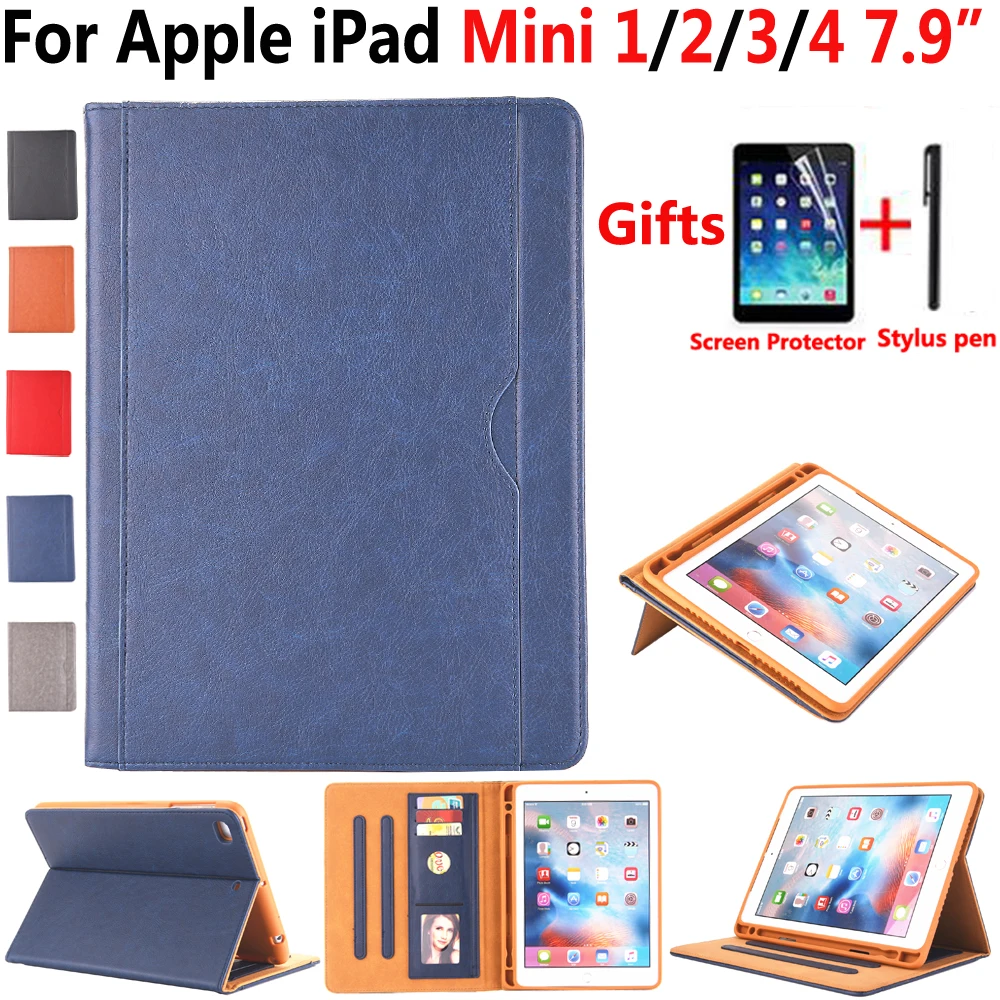 For Apple iPad Mini 1 2 3 4 7.9 Leather Case with Pencil ...