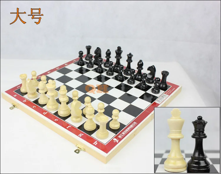Натуральные деревянные шахматы, маленькие/Средние/Большие/королевские шахматы, настольная игра, деревянный подарок, портативная шахматная доска, Детская забавная Тепловая - Цвет: large