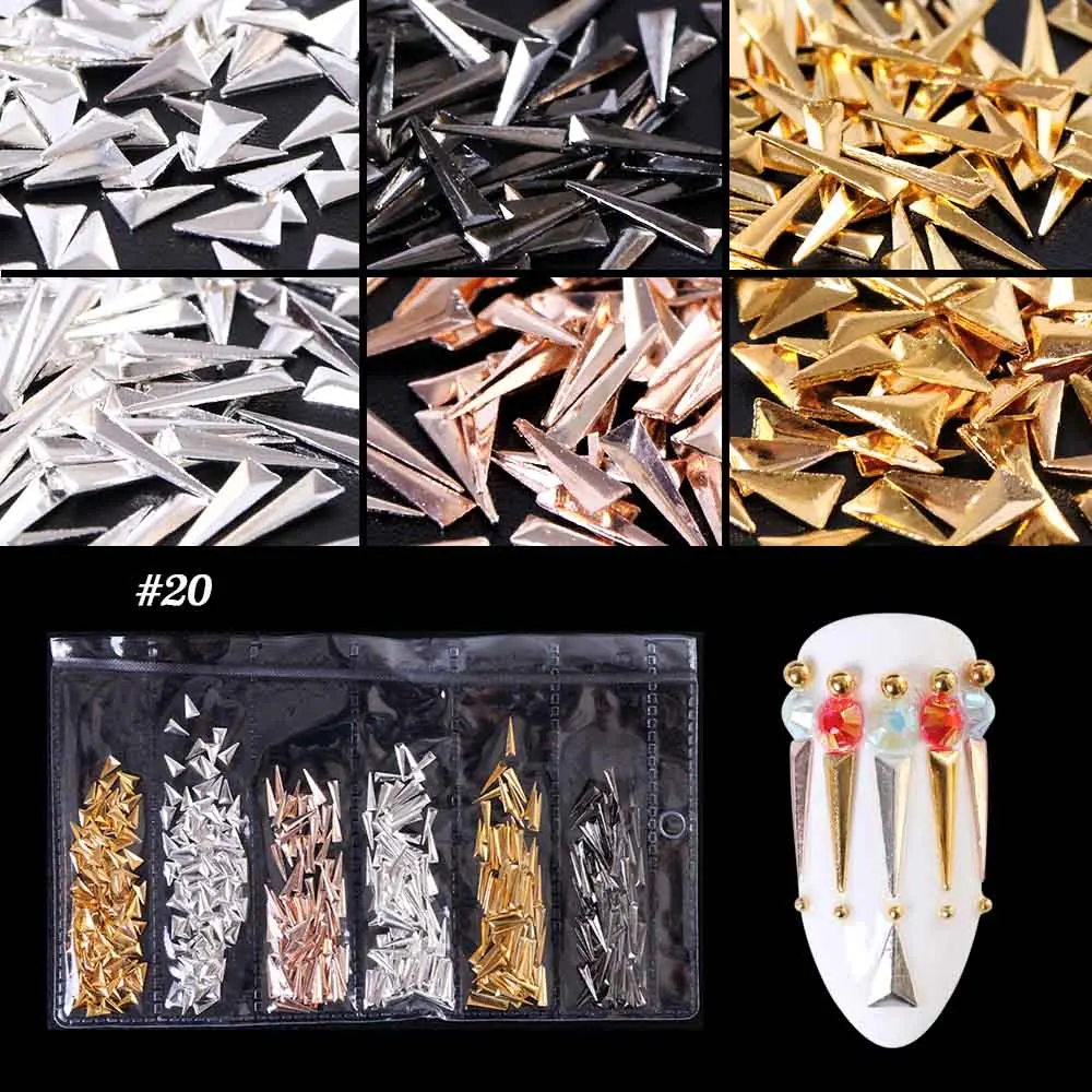 1 лот амулеты металлические золотые гвоздики для ногтей серебряные заклепки Геометрическая Звезда Сердце Лунная ракушка изогнутые Стразы 3D дизайн ногтей украшение доступа BE688