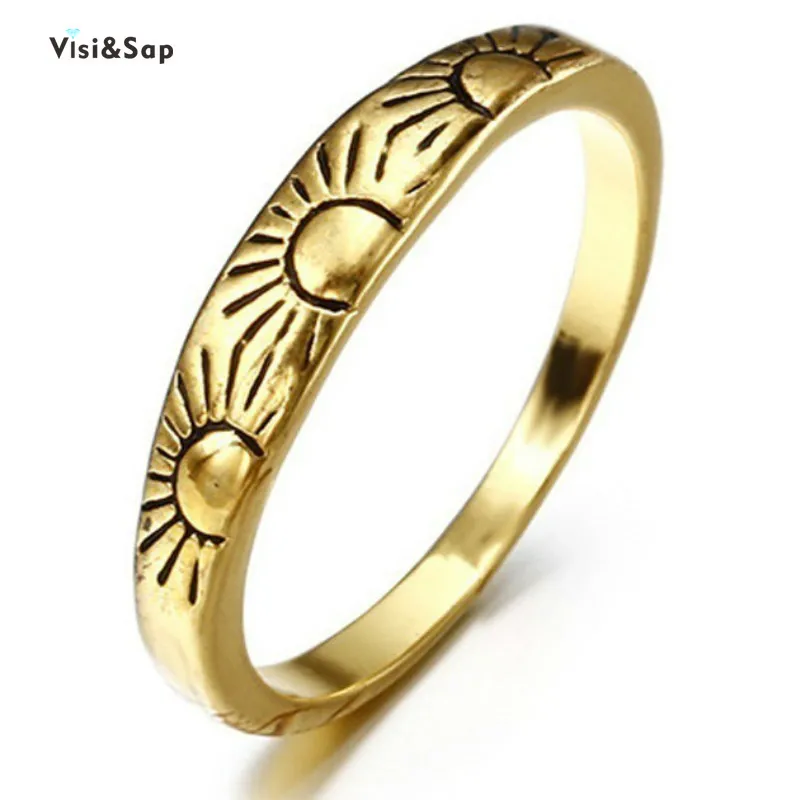 

Visisap Yellow Gold Color Pretty Sun Engraved Finger Rings for Women Anniversary Party Fine Ring Jewelry Manufacturer B2444