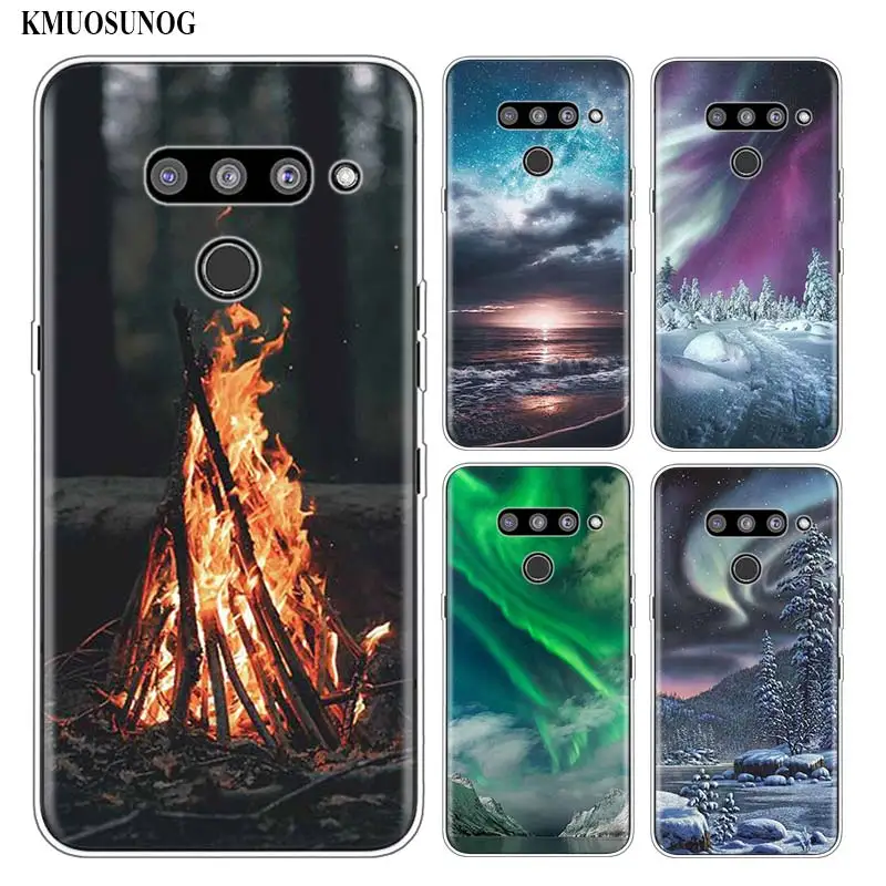 Silicone Soft Phone Case Aurora Scenery art for LG K50 K40
