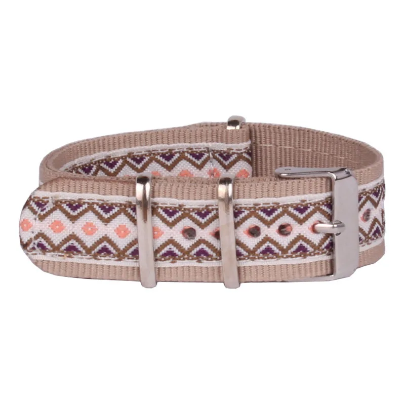 Цвет Cambo полоса 20 мм крепкий бежевый винтажный народный натовский тканевый нейлоновый ремешок для часов тканые ремешки ремень с пряжкой 20 мм N20H005