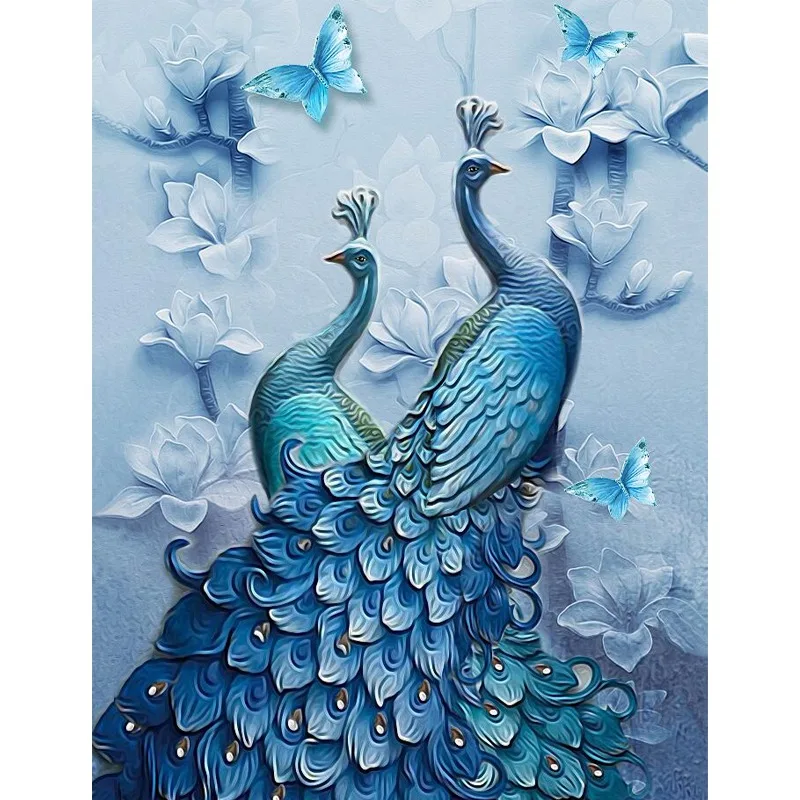 

Cutiepop Luxury Rhinestone Picture Paste Full Round 5D Diamond Painting Lover Peacock Wedding Gifts Mosaic Embroidery NCP029