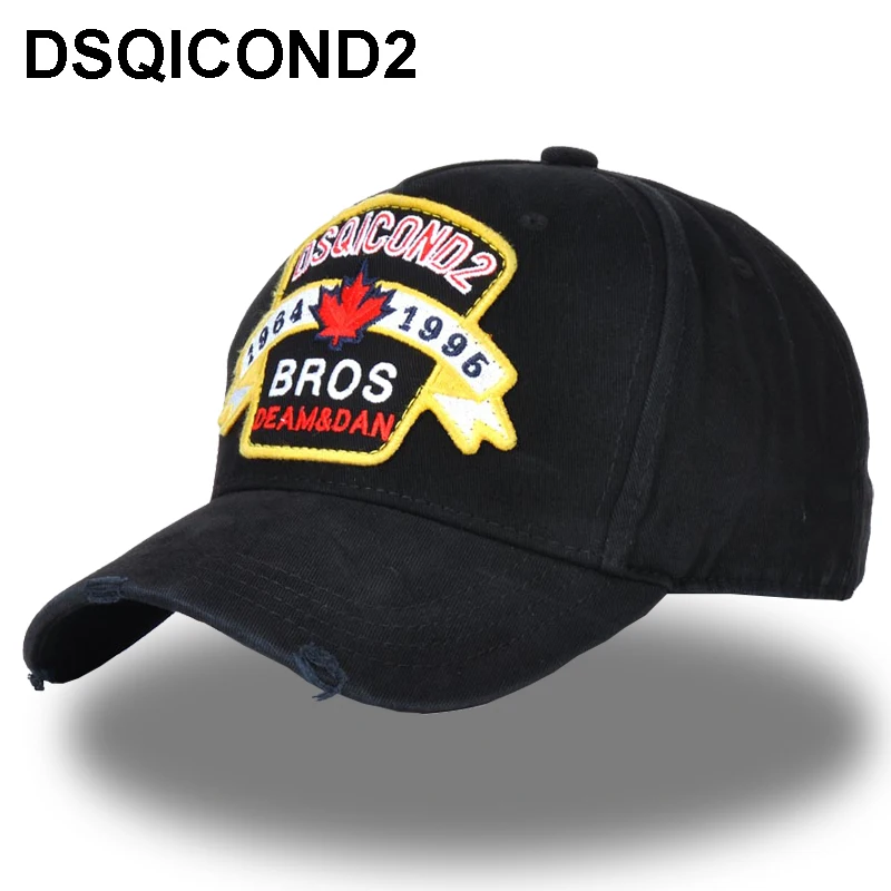 

DSQICOND2 Cotton Baseball Caps Letters High Quality Cap Men Women Customer Design bros Maple leaf embroidery Hat Black Dad Hats