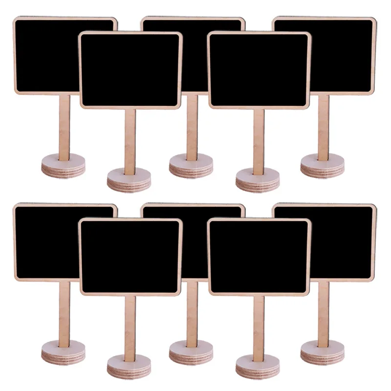 

10 pcs Creative Small Blackboard Mini Wooden Message Board Sign Chalkboards Insert Label Price Tag Flower Gardening Ornament