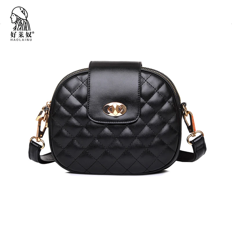 

Haolainu PU Leather Women Messenger Bag Fashion Diamond Lattice Female Crossbody Shoulder Bags Hot Sale Causal Circular Hand Bag