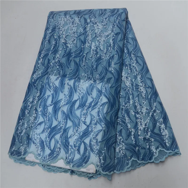 

Luxury Blue Sequin Net Fabric 2018 High Quality High Organza Lace Fabrics African Sequin Lace Fabrics Fashion For Women PSA204-1