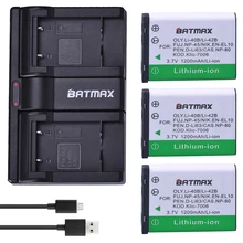Batmax – 3 Batteries LI-42B 40B 1200mAh LI-42B Li-40B avec double chargeur USB pour OLYMPUS U700 U710 FE230 FE340 FE290 FE360