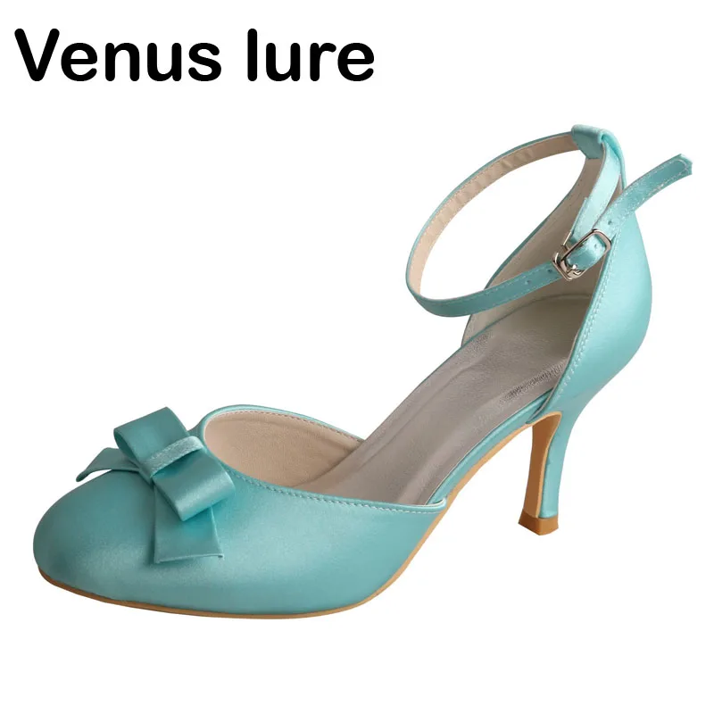 Aliexpress.com : Buy Closed Toe Satin Mint Green Shoes Women Heels ...