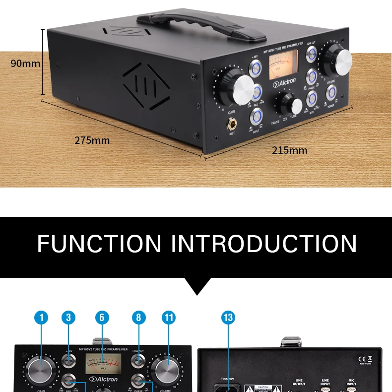 Alctron MP100V2 ламповый и fet микрофонный усилитель с многофункциональными ручками, тщательно усиливает каждый сигнал