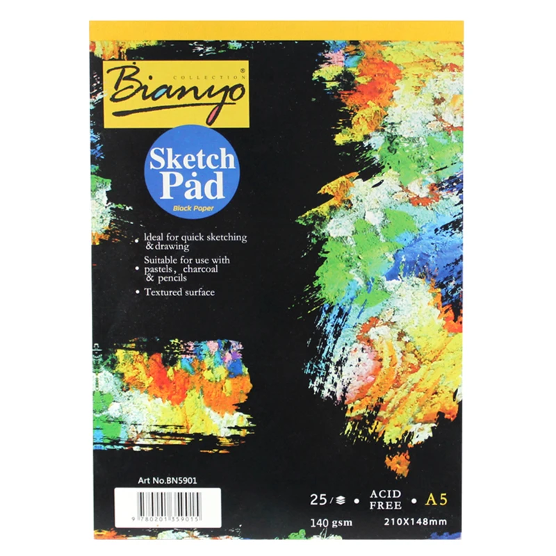 

PPYY NEW -A5 Vintage New Tear Black Cardboard Sketch Book Notebook Notepad SketchBook for Paiting Drawing Diary Journal