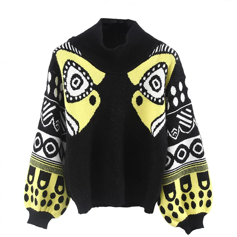 

2018 Celebrity Style Fall Winter HARAJUKU Multicolour half TurtleNeck Knitted top Women Sweaters and Pullovers Female Knitwear