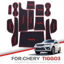ZUNDUO Porta slot pad Per Per di Chery Tiggo 3 2014-2018 TIGGO3 Accessori, 3D Gomma Auto Zerbino Porta per Interni Pad/Tazza Titolari