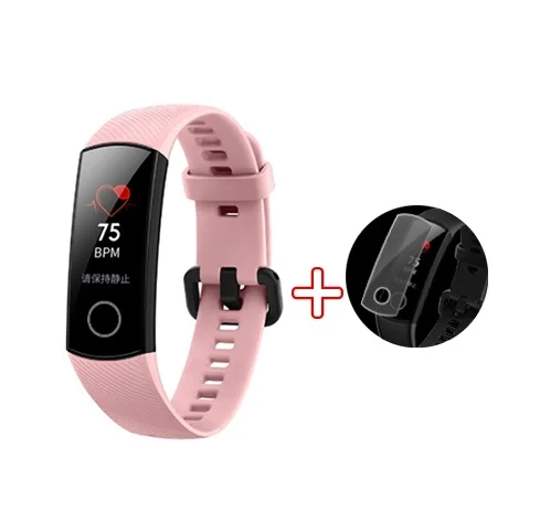 Huawei Honor Band 4 умный Браслет, фитнес 0.95in цвет AMOLED сенсорный экран фитнес-трекер в режиме реального времени трек сна сердце оснастки - Цвет: Pink Add Film