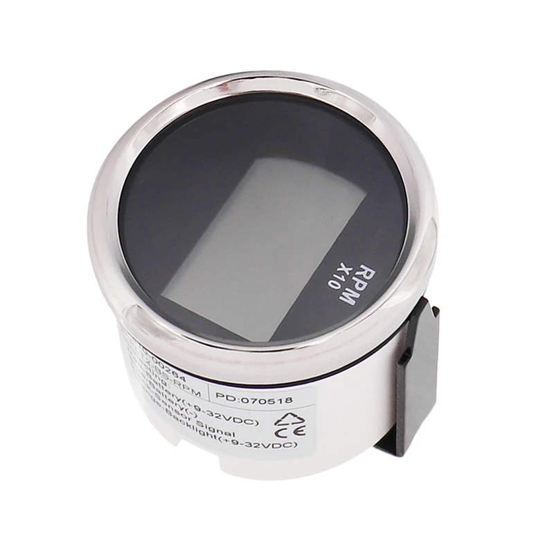 

52 Tachometer Hour Meter RPM Gauge Indicator silver rim back face fit Auto Boat Engine Red Backlight 9V 32V IP67 waterproof