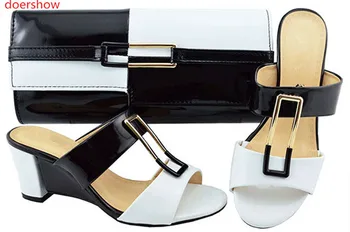 

doershow Nigeria black Sandal Shoes And Bag To Match High Quality Fashion African Italian Shoes And Matching Bag Set!Sbf1-14