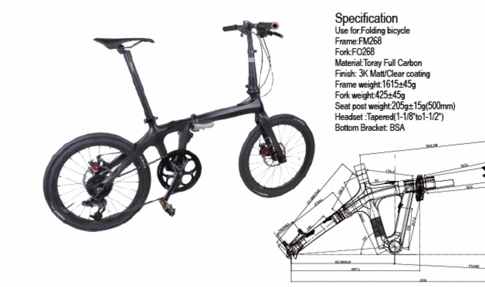 Flash Deal Brand top quality carbon 20" folding bike complete popular custom design super light 10.18kg 20er full bicycle with groupset 22