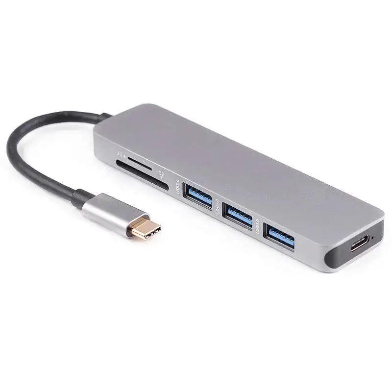 

Ult-Best 6-In-1 3Usb Port Type-C Hub Docking Station Support Sd/Tf Card Reader Pd Charging Port Adapter Multi-Functional Usb-C