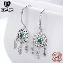 BISAER, настоящее 925 пробы, серебряные, Ловец снов, Лаки, серьги-гвоздики для женщин, модные серьги, ювелирные изделия, Bijoux Brincos ECE441