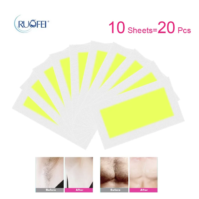 20pcs=10sheets Summer New Hot Sale Professional Hair Removal Double Sided Cold Wax Strips Paper For Leg Body Skin Care