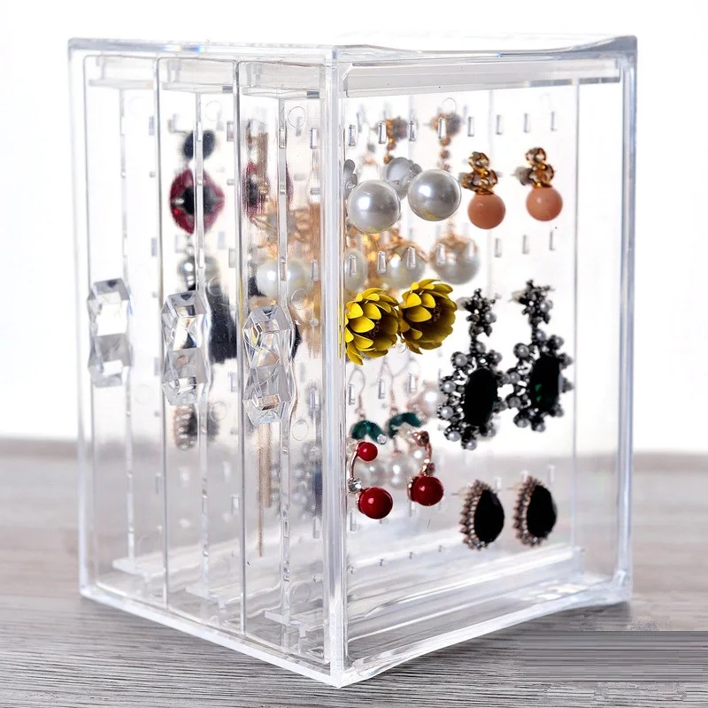3 layer clear acrylic organizer Jewelry storage rack earring hanging holder for Necklace Ear