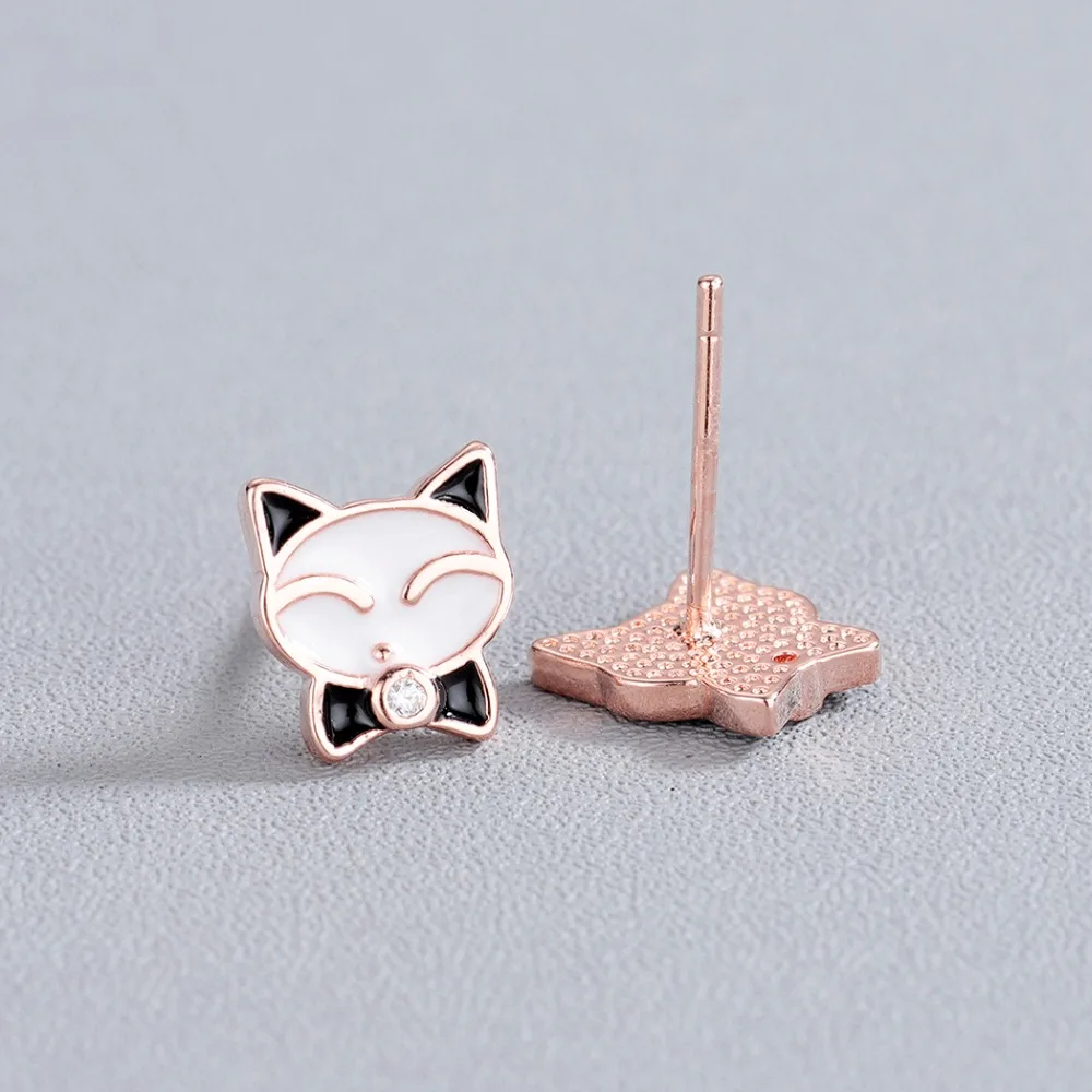 CHENGXUN милые серьги гвоздики с улыбающимся котом для женщин и девочек милый бусина