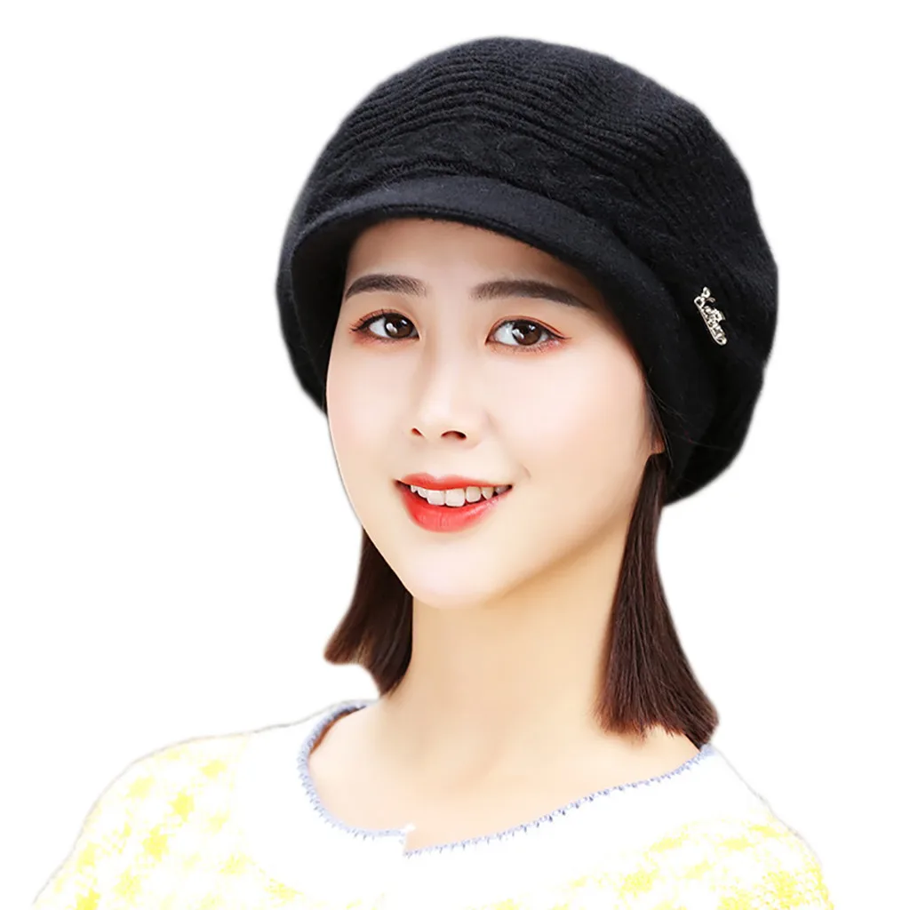 

Hot Sale Women Solid Knitted Hat Winter Warm Beret Baggy Beanie Hat Slouch Ski Cap High Quality Winter Beanies Hat Women Nove19