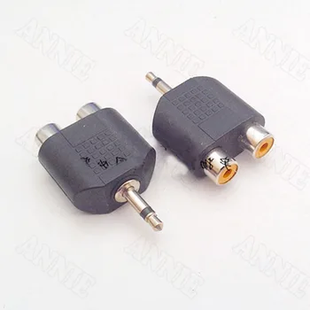 

50pcs/lot 3.5mm To Double RCA Socket Single Channel Male To Female Converter