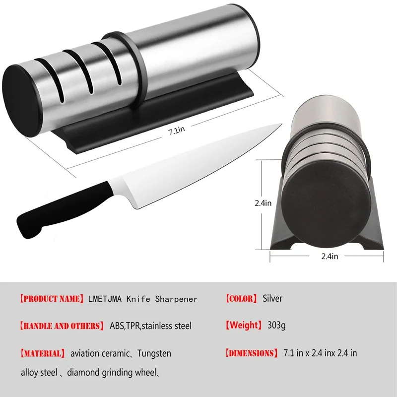 LMETJMA Кухня Ножи точилка Нержавеющая сталь 3-ступенчатый Ножи точилка Diamond Tungste Керамика точилка колеса заточки
