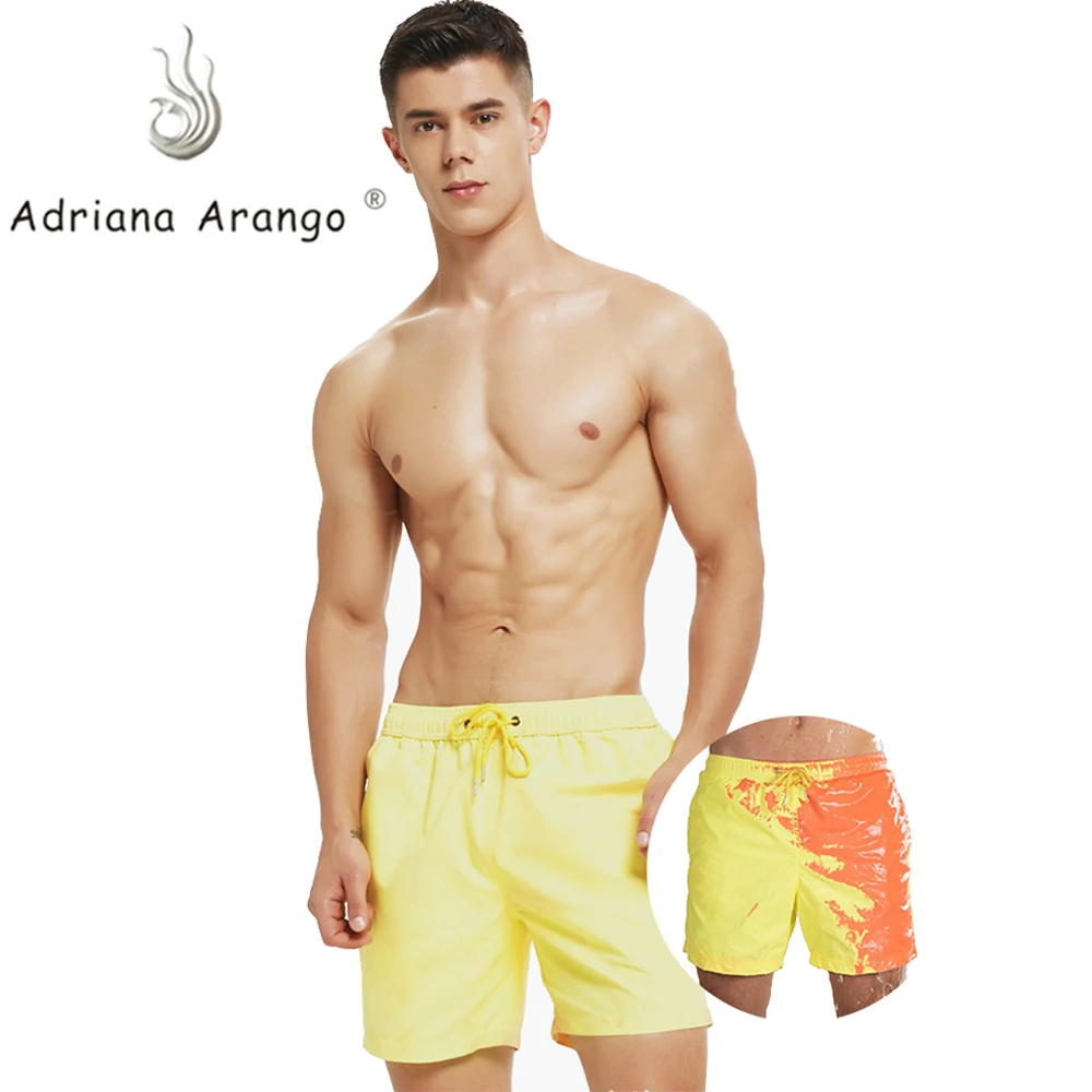 

Adriana Arango Men Beach Short Change Color Beach Pant for Boy Quick Dry High Temperature Discoloration Male Running Gym Trunks