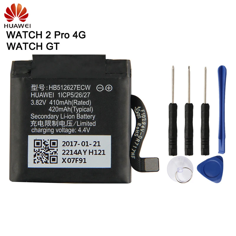 

Huawei HB512627ECW Phone Battery For Huawei WATCH2 Pro 4G EO-DLXXU Porsche Design 420mAh Original Battery + Tool