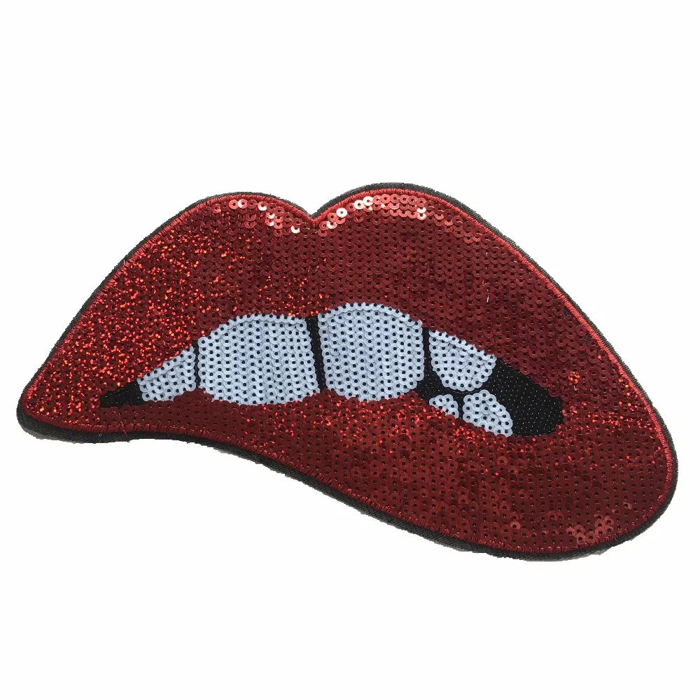 6 шт./лот сверкающие красные губы блестки нашивки пришить нашивки с блестками для одежды DIY decoratiob аппликации