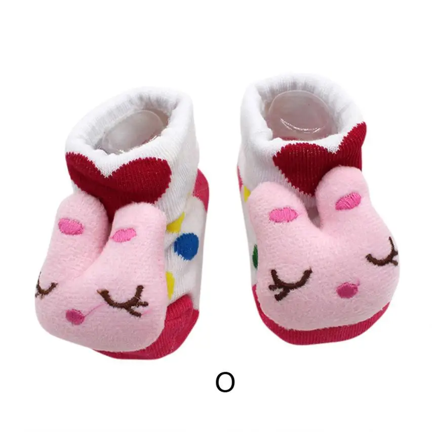 Клубника Звезда кролик Би теплая Babys мультфильм новорожденных Обувь для девочек Обувь для мальчиков Противоскользящие тапочки Обувь Сапоги и ботинки для девочек Тапочки хлопковые зимние носки bttf - Цвет: O
